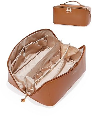EACHY Makeup Bag,Large Capacity Toiletry Bag for Women,Waterproof Portable Cosmetic Bag Makeup Pouch with Clear Divider and Handle
