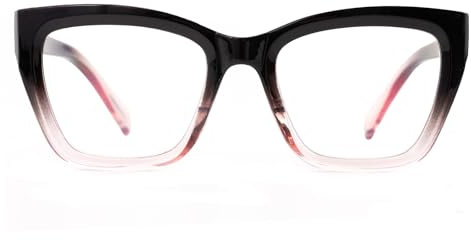 SKYWAY Occhiali Anti Luce Blu Donna, Occhiali alla Moda con Montatura Cat Eye Quadrata e Filtro Luce Blu, Occhiali Anti-affaticamento Oculare/Anti-riflesso per Computer (Nero&Rosa)