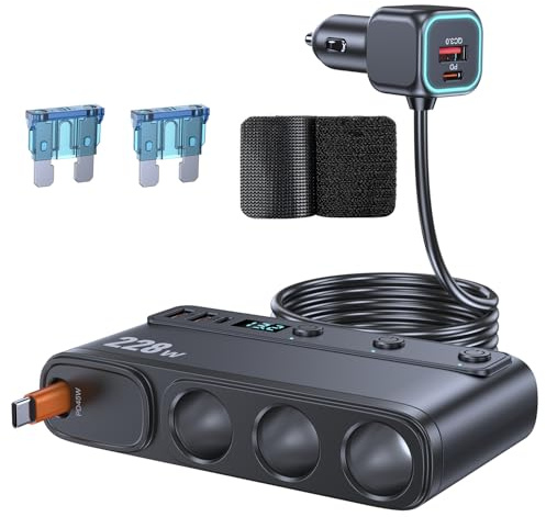 228 W 9-in-1 Cigarette Lighter Distributor, 12 V/24 Adapter Car Charger