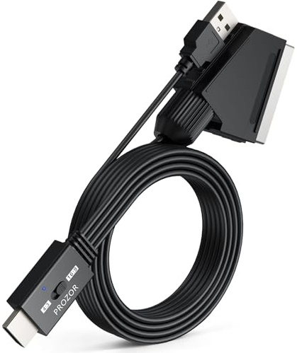 PROZOR Convertidor SCART a HDMI Adaptador Euroconector 1080P 150cm