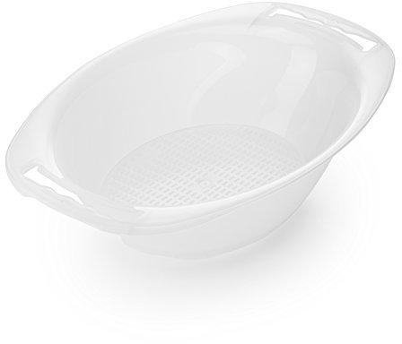 Börner Auffangschale mit Sieb • Für Börner Vital, V5, V6 & Powerline Reiben • Salatschüssel für V-Hobel • Auffangbehälter für Gemüse • Schüssel für Küchenhobel • Farbe: Weiß