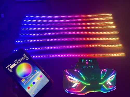 Ydzwavui 8PCS 6.5FT RGB Dream Color LED Light Strips Fit Slingshot Ryker