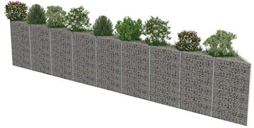 Kshzmoto Gabion Mur Plante Mur Jardin décoration Pierre gabions clôture métallique Grille à Mailles serrées Panier en Pierre Acier galvanisé 630 × 30 × 100 cm