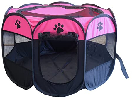 Dotala PET Portable Foldable Pet Dog Cat Playpen Crates Kennel/Premium 600D Oxford Cloth,Removable Zipper Top, Indoor and Outdoor Use (Rose)