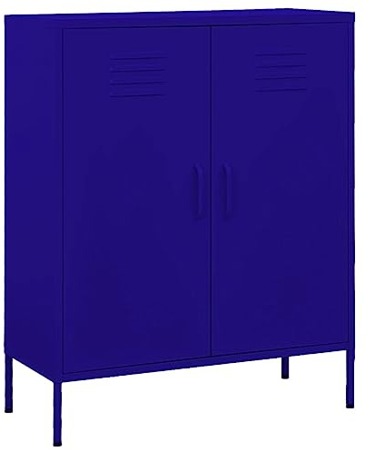 vidaXL Armario de Almacenamiento Aparador Librería Alacena Estantería Organizador Muebles Hogar Estable Acero Azul Marino 80x35x101,5 cm