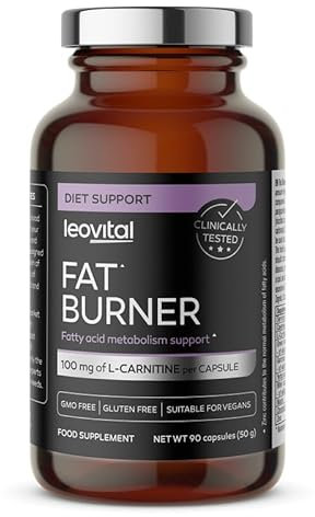 Leovital Fat Burner, 90 Kapseln - 100% natürliches Gewichtsreduktions-Supplement mit grünem Teextrakt, Cayennepfeffer, Ingwer und Kurkuma