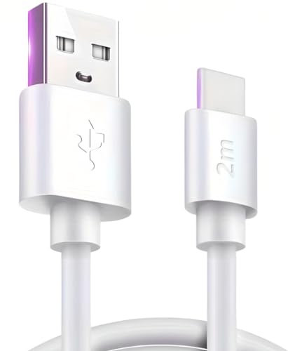 USB C Charger Cable 2M USB to USB C Fast Charging 3.1A Type C Charging Cable for iPhone 16/15 Pro, Samsung Galaxy S24/S23/S22, Huawei, Google Pixel, iPad, Switch, PS5 - White