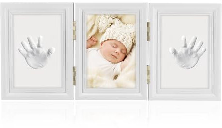 Marstey Handabdruck Fußabdruck Baby Fotorahmen Set, für Neugeborene Mädchen Jungen, Baby Fussabdruck Set, Fotoalbum Baby, Baby Abdruckset, Wanddekoration für Zimmer und Kinderzimmer