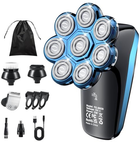 Afeitadora eléctrica para hombre, 8D, cortapelos giratorios IPX6