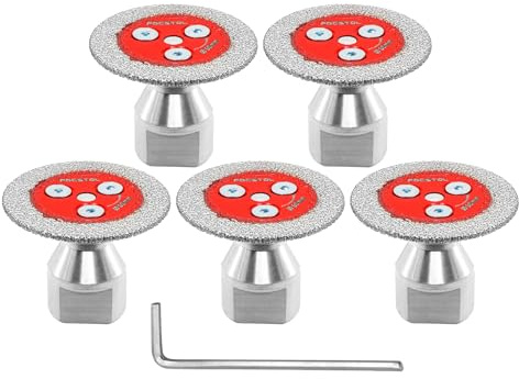 FOCSTOL Mini lama per sega diamantata, 5 pezzi, 50 mm, disco da taglio con flangia da 5/8-11, per marmo, granito, pietra, porcellana, piastrelle in ceramica