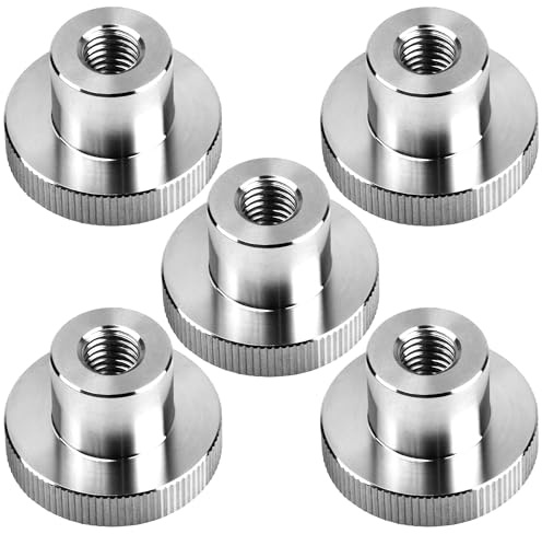 5 Piezas M6-DIN 466 Tuercas Moleteadas de Cabeza Alta, Acero Inoxidable, a Mano Apriete las Tuercas de Ajuste Redondas (Agujero Pasante)