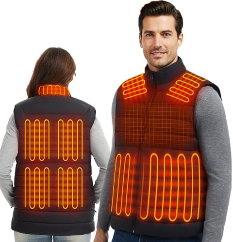 AMZYXH Heated Vest for Men and Women, 16000mAh Rechargeable Heated Jacket Waterproof for Winter Outdoor Work Hunting Camping Hiking Skiing, Gifts for Christmas, Washable