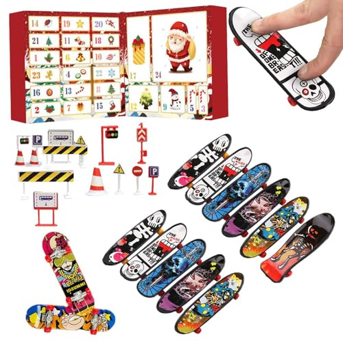 Calendrier De L'Avent Finger Skateboard 2025 Calendrier De L'Avent 2025 Mini-skateboards Pour Enfant Jouet De Skate À Doigts Pour Fêtes Calendriers De Noël À Rebours Pour Garçons Et Ados