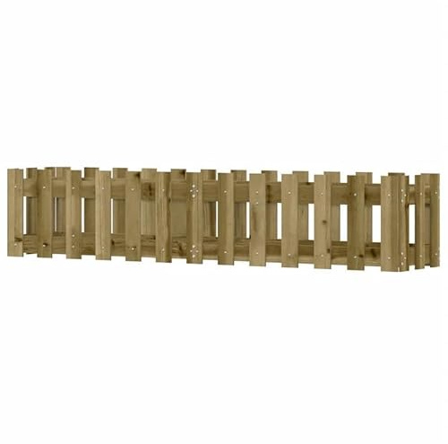Bancal de madera de pino tratada a presión con diseño de valla de listones de 150 x 30 x 30 cm, duradero y fácil de limpiar para jardín y balcón