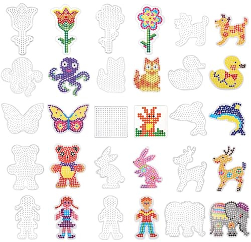 15 Pièces Plaque Perle a Repasser Modèles de Perles à Repasser Plaque Transparente Perle a Repasser Perle à Repasser Forme D'animal pour les Anniversaires et Toutes les Célébrations