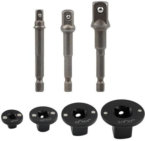 Low Profile Impact Socket Adapter Set, 3/8 to 1/2, 1/4 to 3/8, 3/4 to 1, 1/2 to 3/4 Drive Size Converter, for Tight Spaces