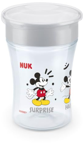 NUK Magic Cup lärande mugg | från 8 månader | 230 ml | 360° läckagesäker kant för att dricka på alla sidor | vattentät | tvättbar | Disney Musse Pigg