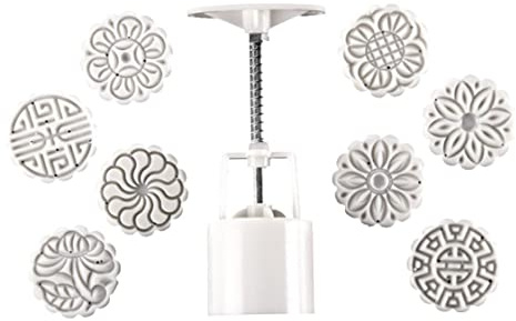 Moon Cake Mold 50g Hand Press Cookie Stamps Autumn Mooncake Maker Press with Stamp 1Set Cookie Stamps Mould