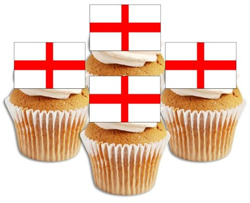 50 England Flag Cupcake Toppers, Edible Flags Of The World Cake Decorations, Eurovision Party Decoration, Rugby Event Wafer