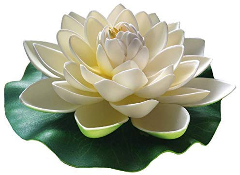 Floral Kingdom 12 XLarge Realistic Floating Lotus with Lily Pad - Premium Foam Flowers for Pools, Ponds, Weddings, Summer Decor (Set of 2, White)