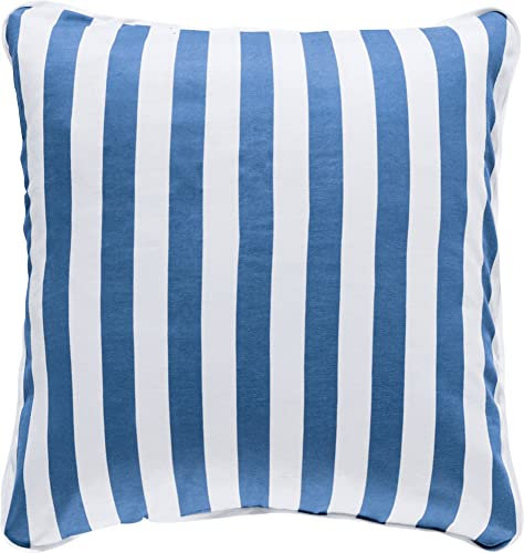 Erwin Müller Wende-Kuschelkissenbezug, Kissenhülle Single-Jersey Streifen blau-weiß Größe 40x40 cm - mit Paspel, temperaturausgleichend, formstabil, pflegeleicht, mit Reißverschluss
