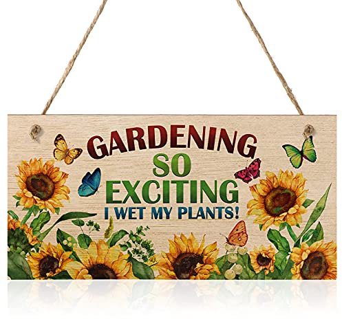 Jetec Gardening Gifts for Women Garden Signs Plaques So Exciting Sign Funny Hanging Wooden Plaque Novelty Presents for Christmas Women Ladies(1 Piece)
