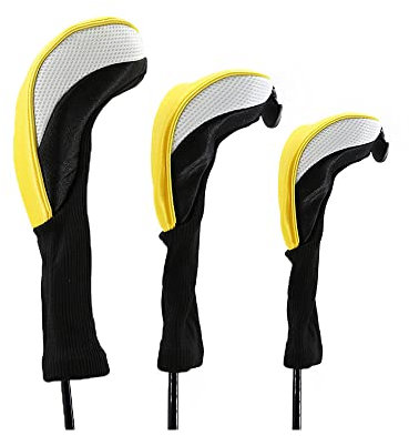 Namvo 3 Teile/Set Golf Driver Holzkopf SCHL?gerabdeckungen Ausrüstung Pole Schutzhülle Professinal Golf Putter Kopfschutz Gelb