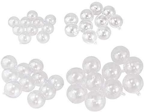 KAIAIWLUO Mini Weihnachtskugeln,40 Stück Befüllbare Acrylkugeln Geeignet Bruchsichere Transparente Bastelkugeln aus Kunststoff Zum Befüllen von Weihnachtsschmuck 4 Größen