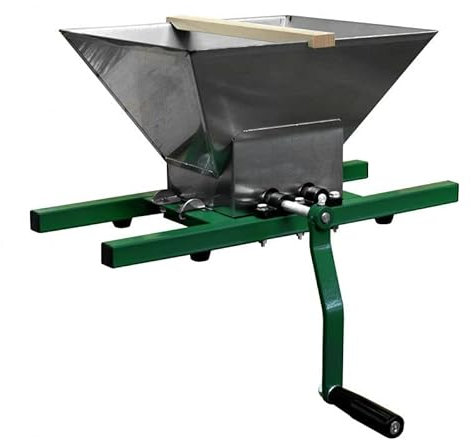 Motorgeräte Fischer Obstmühle 7 ltr. manuell mit Handkurbel, Edelstahltrichter, Aluminium Schneidwerk, robustes Metallgestell, Fischer-Lahr Ersatzteil-Sicherheit