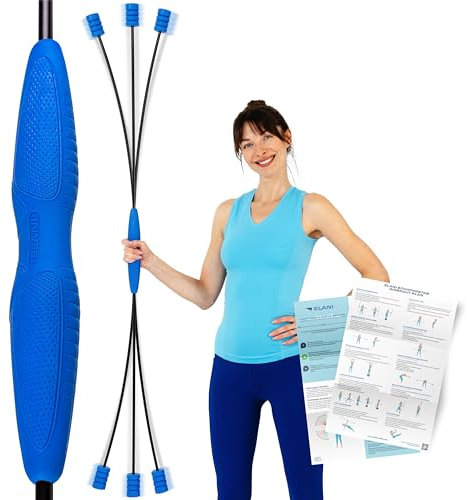 ELANI Schwingstab - Verstellbarer Widerstand & ergonomischer Griff - hochbelastbarer Gymnastikstab, auch als Physiotherapie Zubehör, Swinging Sticks, Schwingstab Fitness Testsieger, Flex Stab