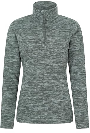 Mountain Warehouse Snowdon Womens Fleece Top - Warm Ladies Pullover, Lightweight Sweater, Half Zip, Breathable & Quick Drying - Autumn, Winter, Walking, Travel Khaki Women's Size 12