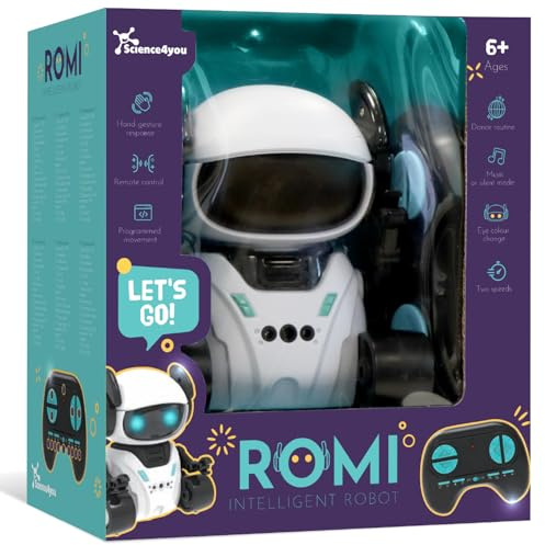 Science4you Robot Inteligente ROMI - Robot con Mando a Distancia para Niños con Ojos LED, Música y Cuatro Modos, Juguetes Interactivos, Regalo Original para Niños y Niñas de 6 7 8 9 10+