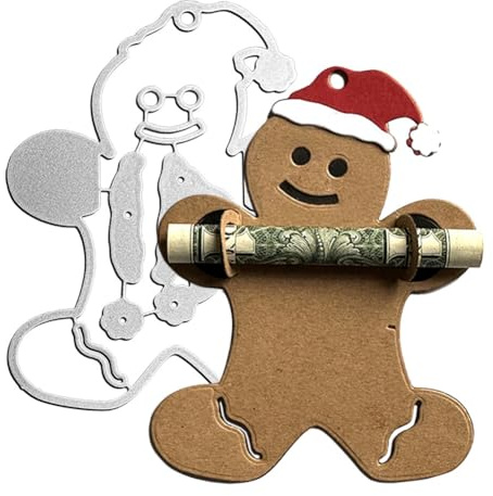 Surakey Matrices de Découpe Noël pour Scrapbooking en Métal Porte-Stylos Porte-Billets Gabarit de Gaufrage Bonhomme de Pain d'épices Cutting Dies pour Emballage Cadeau Décoration de Cartes en Papier