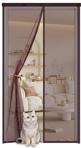 Zanzariere Magnetica per Porte Finestre 100x215cm,Zanzariera con Calamita per Porta Balcone,Traspirante Chiusura Automatica,Tenda con Magneti Anti Insetti Zanzare,Installazione Facile,Marrone