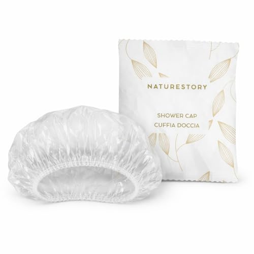 MAQA Cuffie capelli imbustata singolarmente, Cuffia doccia monouso 50-100 pz, cuffie usa e getta per kit cortesia hotel e spa 50