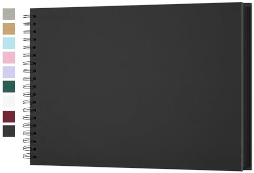 Yopih Álbum de Fotos Scrapbooking DIY para Bodas Bebés Viajes, 20 Hojas (40 Páginas) Papel Kraft Rígido 28x20,5 cm, Libro de Recuerdos Perfecto para Regalos San Valentín Memorias Familiares, Negro