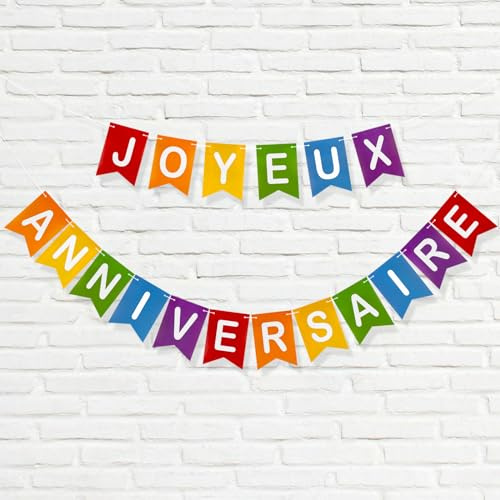Joyeux Anniversaire Bannière Multicolore - Guirlande Lettre Personnalisée Happy Birthday avec 5m Rubans - Décoration Bricolage pour Fête, Party, Cérémonie