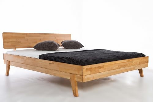 WOODLIVE DESIGN BY NATURE Massivholz-Bett Livia 180 x 200 cm aus Kernbuche, Einzelbett, Doppelbett inkl. Rückenlehne