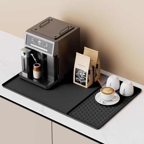 Silicone Coffee Mat Tappetino in Silicone per Caffè, Tappetino per Bar Caffè con Tappetino di Asciugatura Stoviglie Rimovibile per Piani di Lavoro Cucina, Accessori per Bar Adatti