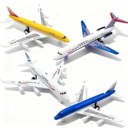 JhavexToy Avion Juguete, Aircraft Toy Set, 4 PCS Modelos de Aviones Die Cast Set de Avión de Juguete Mini Avióner para Niños Niñas Modelo de Avion Deportes al Aire Libre Volar Juguete