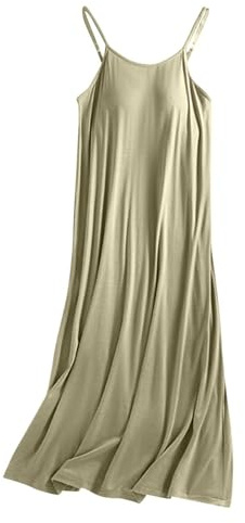 Zanisouta Robe de nuit élégante pour femme - Robe longue avec soutien-gorge intégré - Chemise de nuit sans manches - Col rond - Robe de nuit d'été - Robe de loisirs légère - Séchage rapide