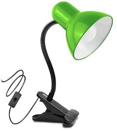 TEK ONE Tecnologia Lampada da Tavolo con Morsetto Orientabile – Portalampada E27, Design Flessibile, Cavo 115 cm, Attacco a Clip, Ideale per Studio, Camera, Ufficio (Verde)