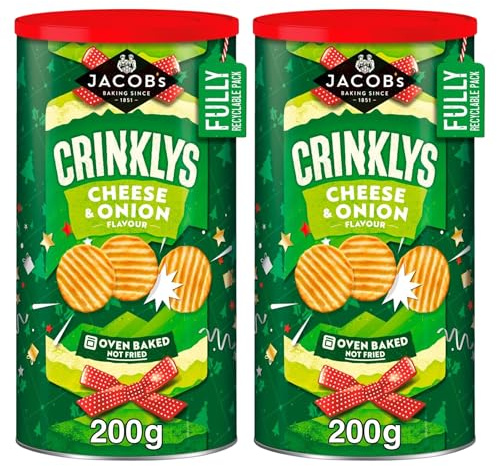 Jacobs Crinklys Cheese & Onion Baked Snacks 200g x2