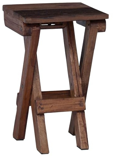 vidaXL Tabouret Naturel 30 x 30 x 48 cm Bois Massif de récupération, Jardin et terrasse, Style côtier, Structures durables pour l'extérieur, Parfait pour se détendre et recevoir avec Confort et Style