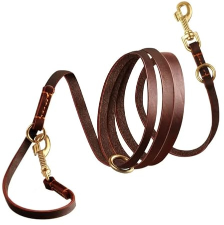Guinzaglio for cani a tracolla in pelle resistente e morbida(Brown)