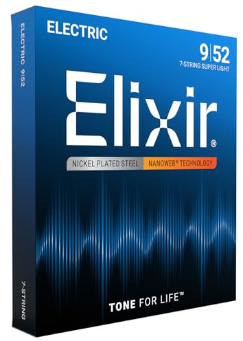 Corde per chitarra elettrica a 7 corde Elixir® Strings con rivestimento NANOWEB®, Super Light (.009-.052)