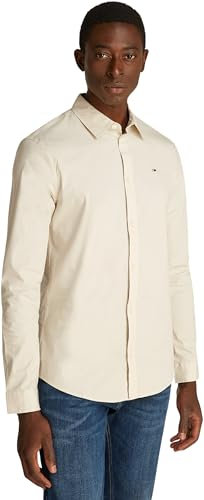 Tommy Jeans Herren Hemd TJM Original Langarm, Weiß (Classic White), L