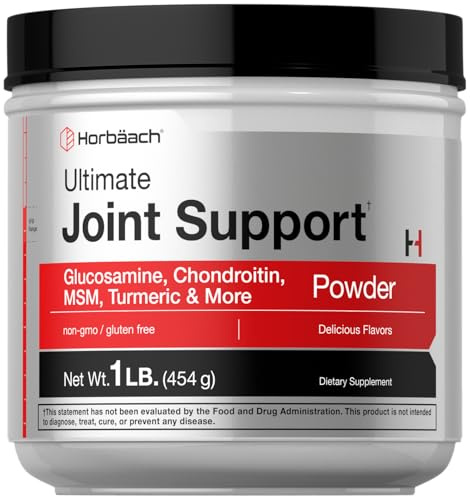Horbaach Joint Support Supplement Powder | 1 lb | Glucosamine, Chondroitin, MSM & Turmeric | for Men and Women | Non-GMO & Gluten Free