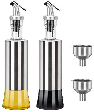 onlyfire 12 Oz Stainless Steel Olive Oil and Vinegar Dispenser Set