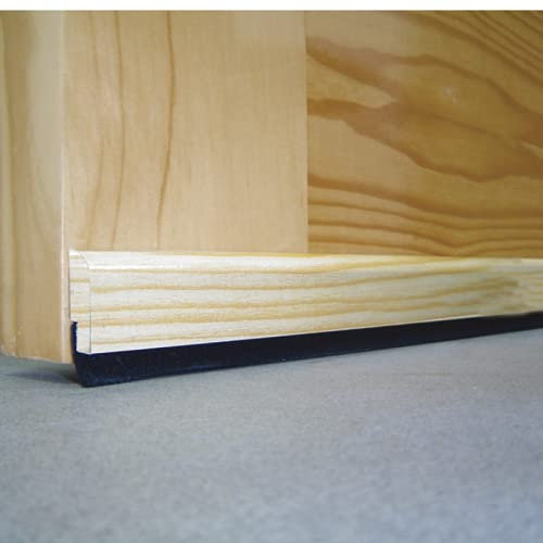 Burlete aislante de madera color PINO 91,5cm. Barra aislante de paño resistente de 10mm. Anti-ruido, Anti-aire, Anti-insectos. Fijación mediante cinta adhesiva doble-cara. Burlete bajopuerta